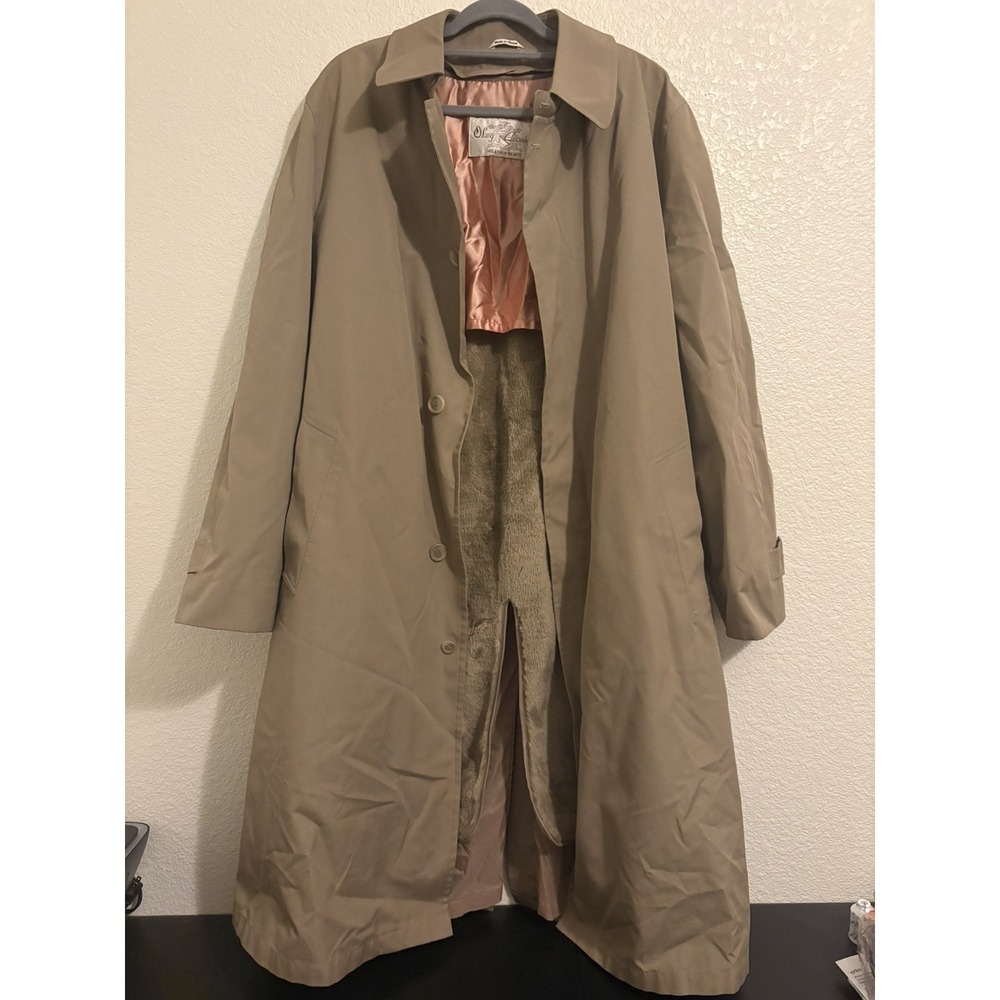OLEG CASSINI WEATHER READY Size 44 X-LNG Men's Coat Removable Lining Tan